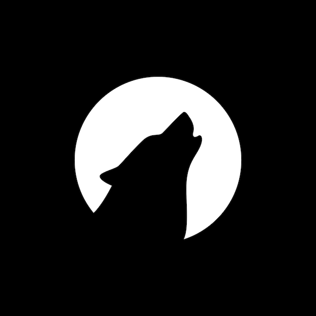 Lobo aullando círculo sencillo vector de diseño de logotipo moderno