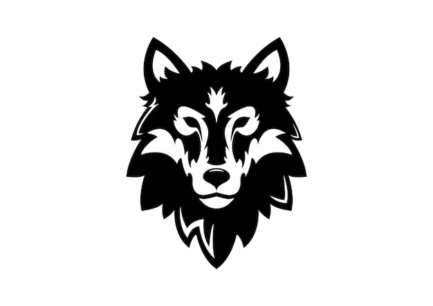 Lobo Cabeza Icono Logotipo Diseño Plano Vector Lobo Negro Cabeza