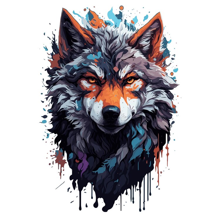 lobo cabeza ilustración victor art