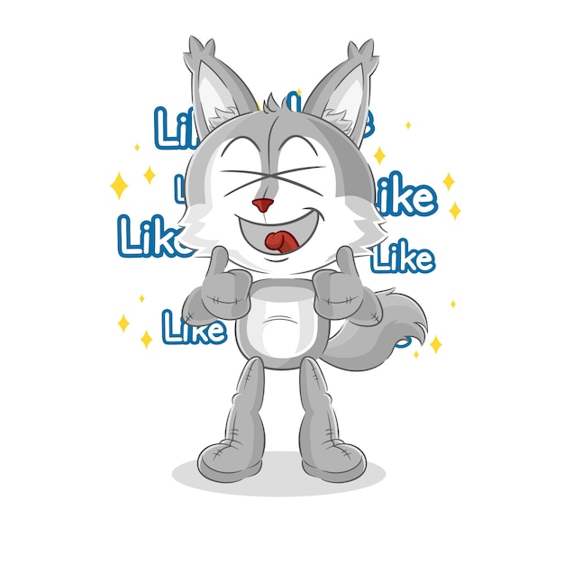 Lobo da muchos me gusta vector de dibujos animados