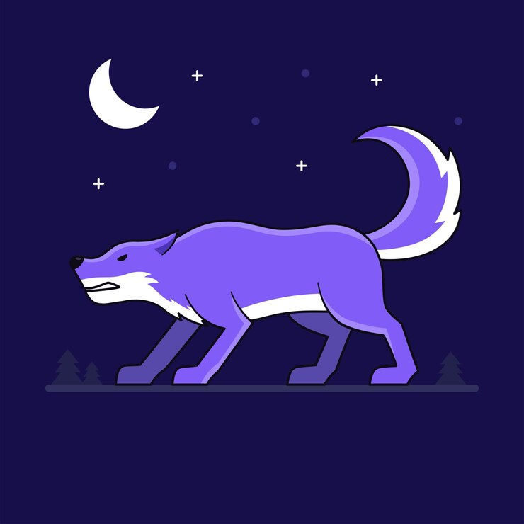 Vector el lobo enojado gruñe por la noche