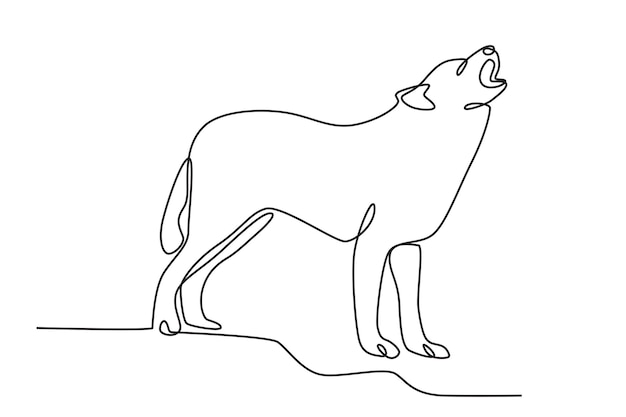 Un lobo está buscando una presa dibujo en línea de lobo