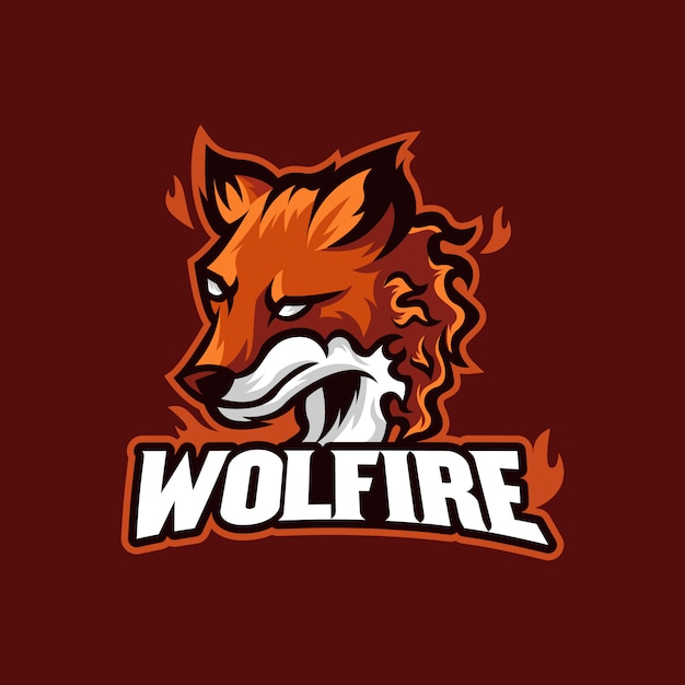 Vector lobo fuego esports logo mascota ilustración