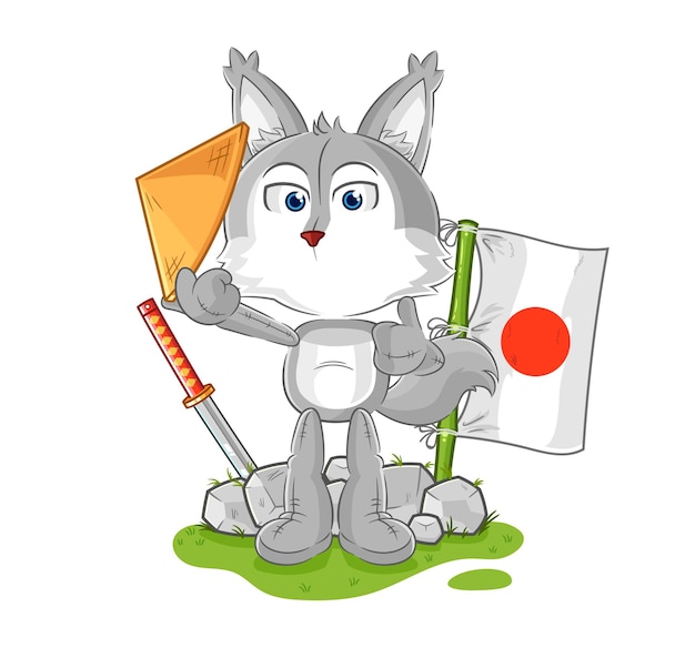 Lobo japonés vector personaje de dibujos animados