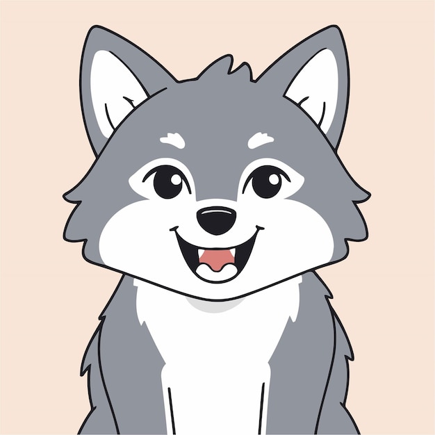 Lobo lindo para niños ilustración vectorial