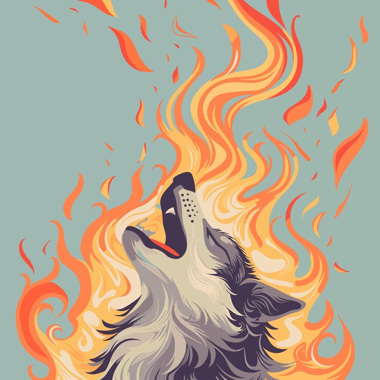 Vector un lobo mágico aullando