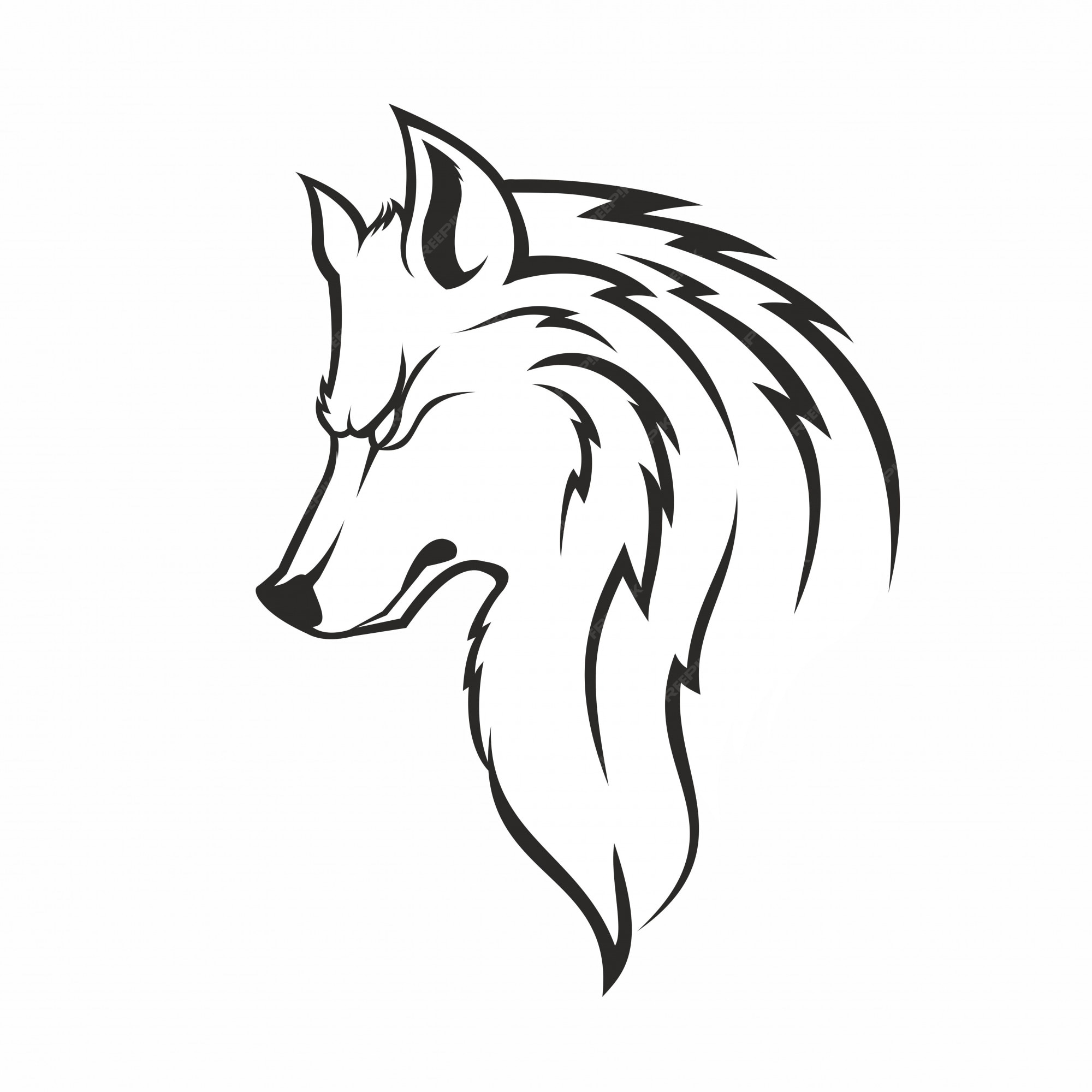 Lobo de moda monocromo vintage | Vector Premium