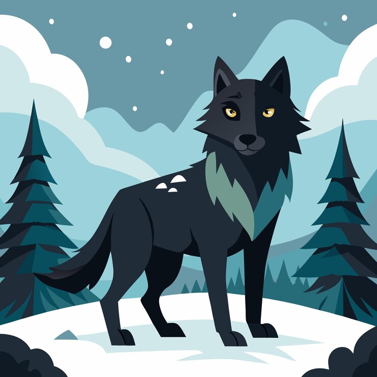 El lobo negro en invierno