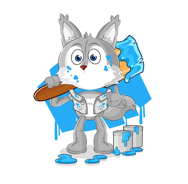 Lobo pintor ilustración vector de caracteres