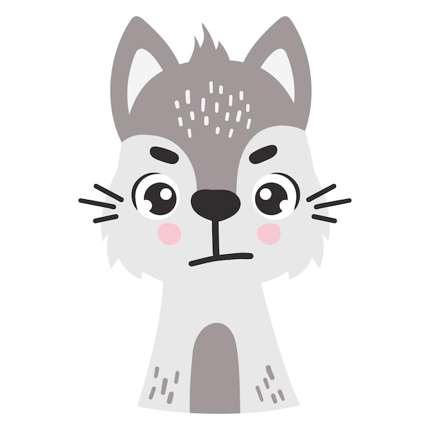 El lobo polar es un animal aislado, un animal ártico lindo, un vector de dibujos animados para niños.