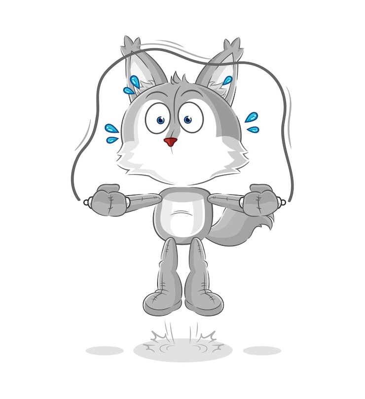 Vector lobo saltar la cuerda ejercicio vector de caracteres