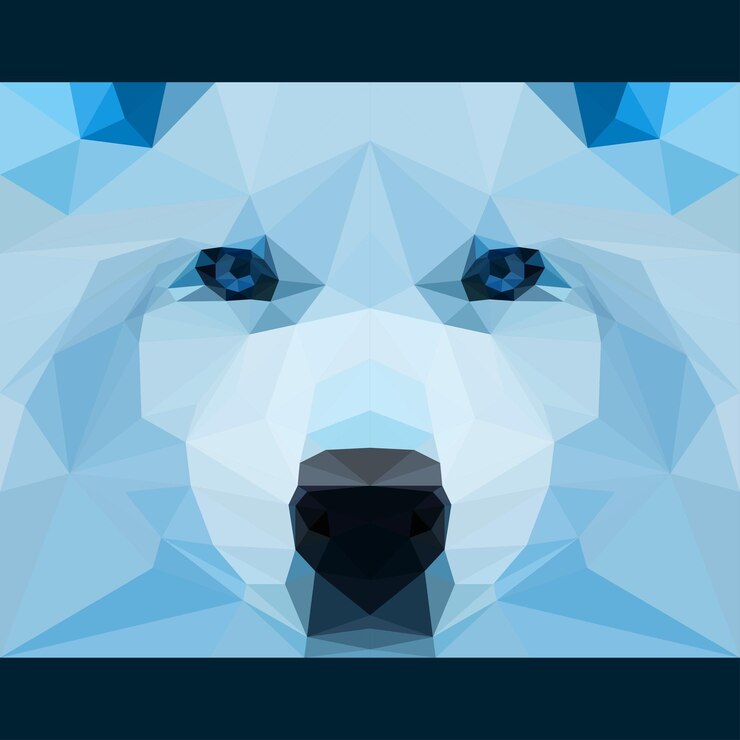 Vector lobo salvaje mira hacia adelante. fondo del tema de la vida de la naturaleza y los animales. ilustración de triángulo polygonat geométrico abstracto para uso en diseño de tarjetas, invitaciones, carteles, pancartas, carteles, portadas de vallas publicitarias