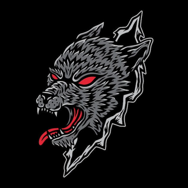 Lobo en Scratch Vector Illustration