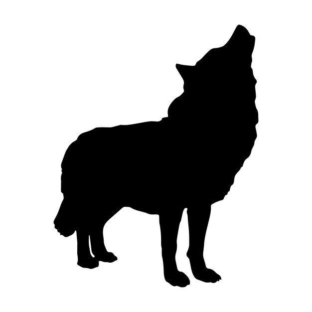 lobo silueta vector color negro sobre fondo blanco