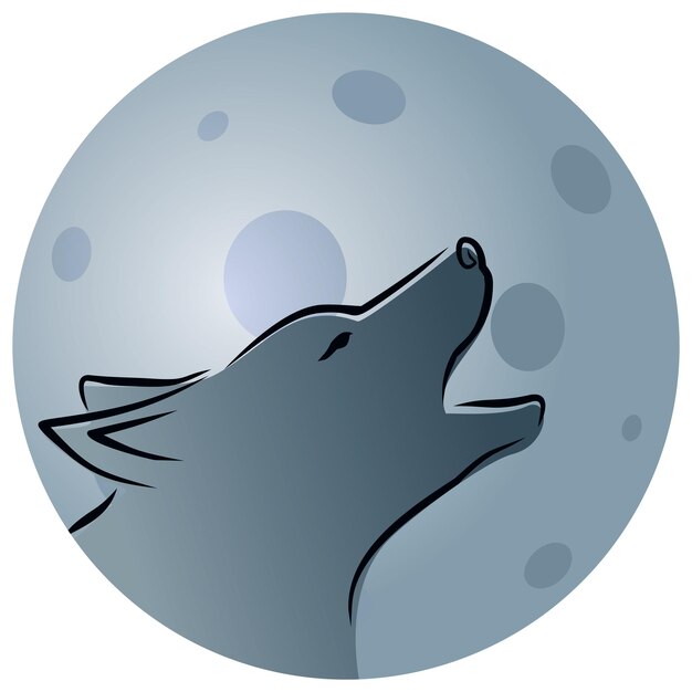 Un lobo solitario con la luna azul