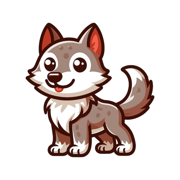 Lobo vector de dibujos animados en fondo blanco