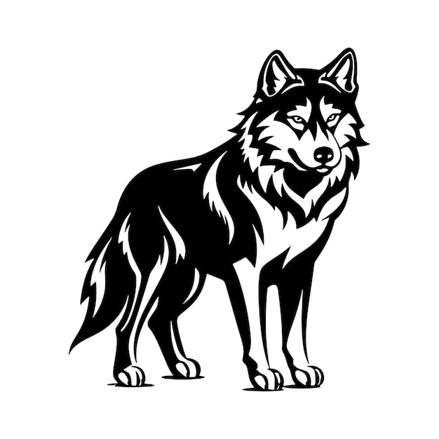 Lobos en silueta ilustración vectorial