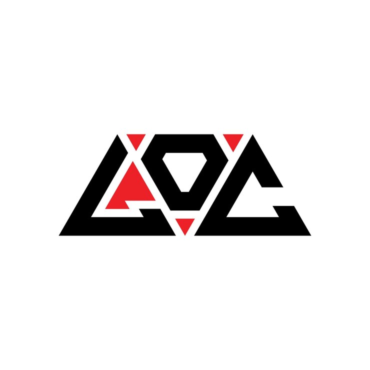 Vector loc triángulo diseño de logotipo de letra con forma de triángulo loc diseño del logotipo del triángulo monograma loc modelo de logotipo vectorial triángulo con color rojo loc logotipo triangular sencillo elegante y lujoso loc