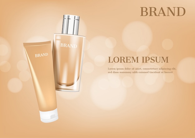 Loción y crema con luces brillantes.