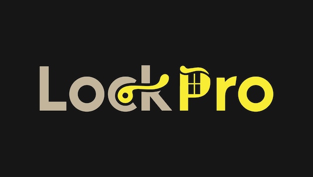 Lock pro creative clever mind modern wordmark plantilla de diseño de logotipo