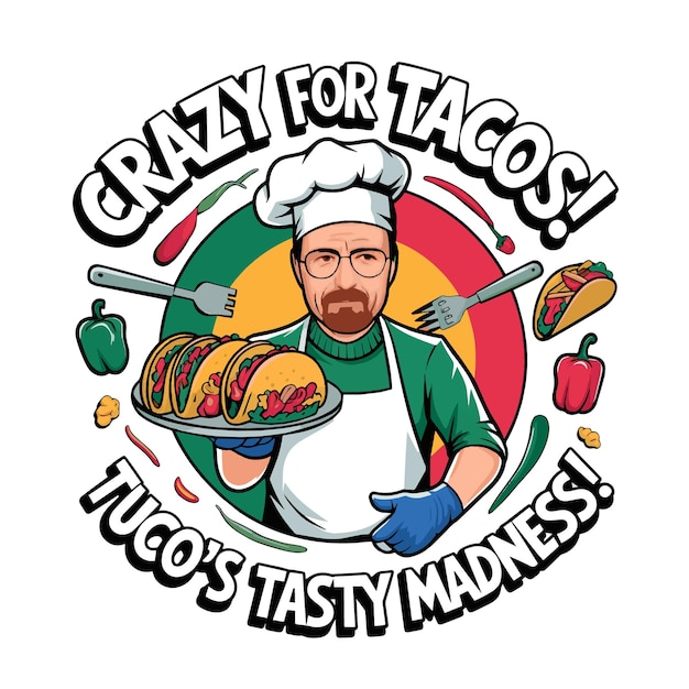 Loco por los Tacos Tucos Diseño de camisetas de locura sabrosa