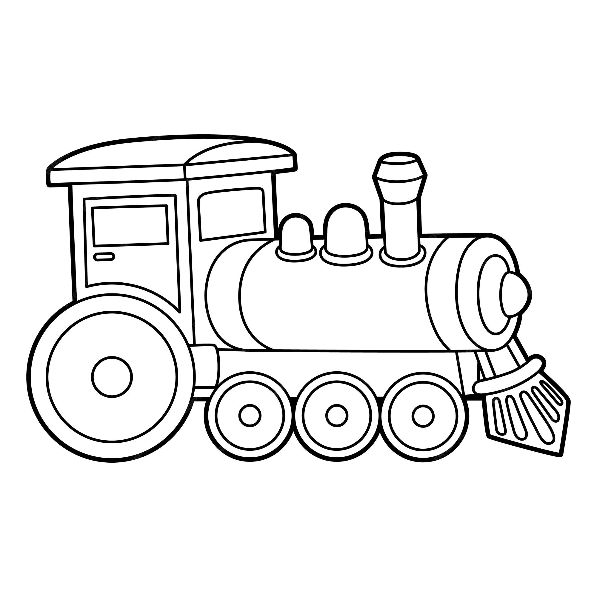 Locomotora vapor colorear página para niños | Vector Premium