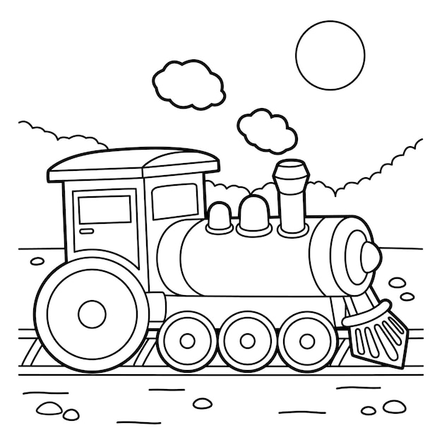 Locomotora-de-vapor página para colorear | Vector Premium Locomotora-de-vapor página para colorear | Vector Premium