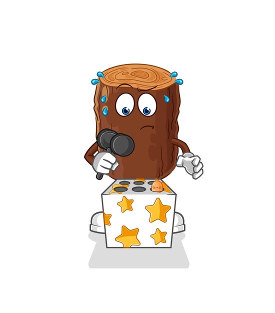 Log play whack a mole mascota vector de dibujos animados