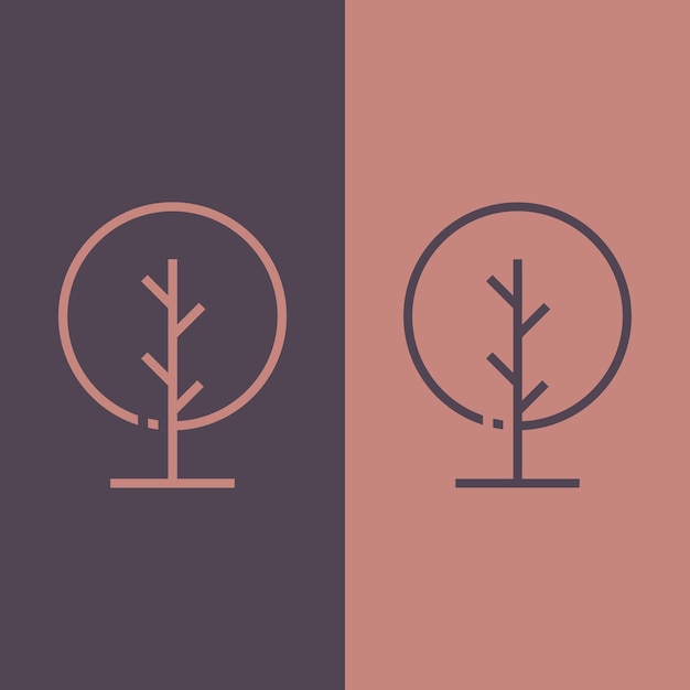 Lógico de línea de árbol de conjunto simple ecología imagen vectorial de la naturaleza