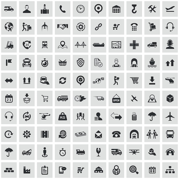 Logística 100 íconos conjunto universal