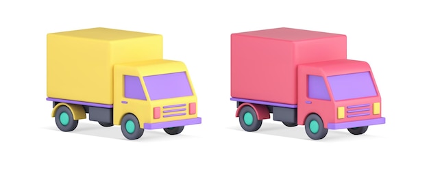 Logística de carga de automóviles importación exportación transporte servicio de mensajería entrega vector de conjunto de iconos 3d