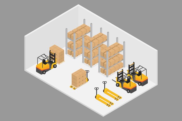 Logística isométrica 3d y almacén