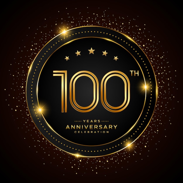 Logo del 100 aniversario con estilo de doble línea de color dorado