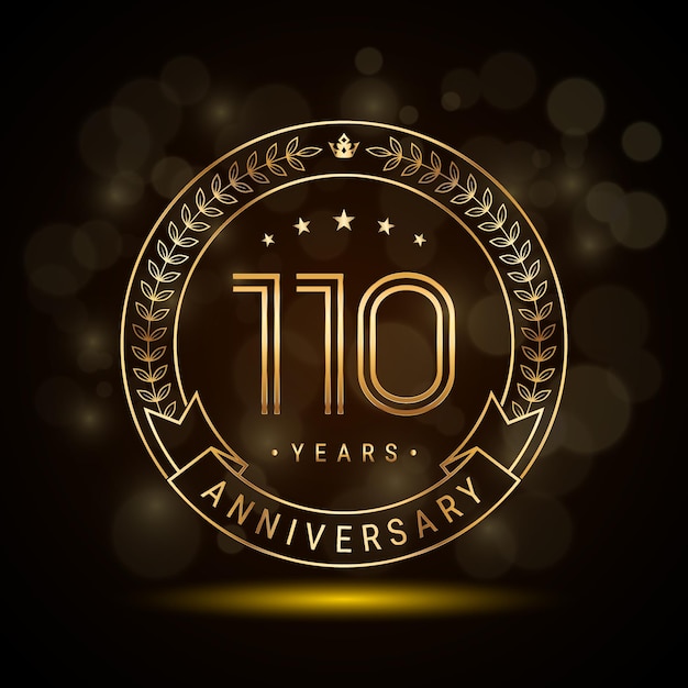 Logo del 110 aniversario con corona de laurel dorada y números de doble línea