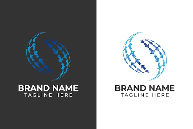 logo 2 flecha diseño de plantilla de tecnología de globo redondeado con color degradado