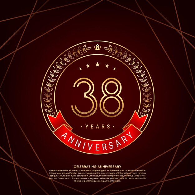 Logo del 38 aniversario con corona de laurel dorada y número de doble línea