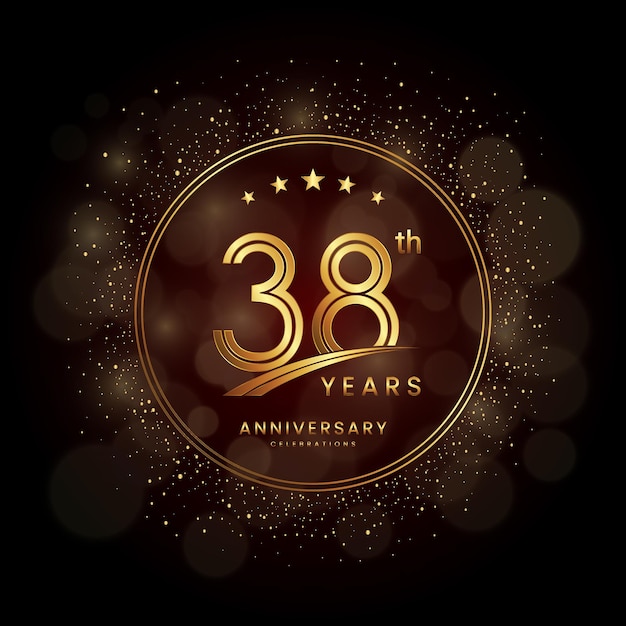 Vector logo del 38 aniversario con purpurina dorada