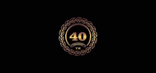 Logo del 40 aniversario con fondo blanco y dorado.