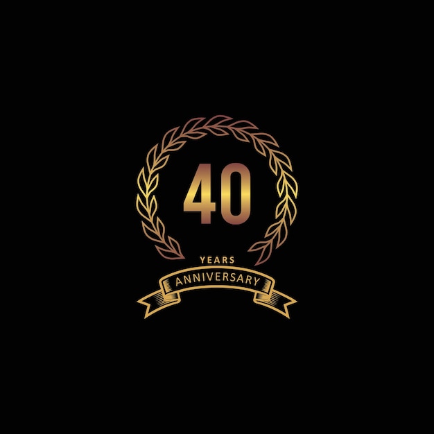 Logo del 40 aniversario con fondo dorado y negro.