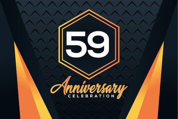 Logo del 59 aniversario con números de color naranja con diseño de vector de número blanco