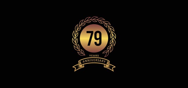 Logo del 79 aniversario con fondo dorado y negro