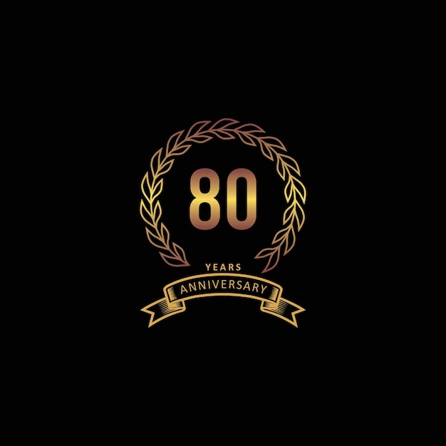 Logo del 80 aniversario con fondo dorado y negro.