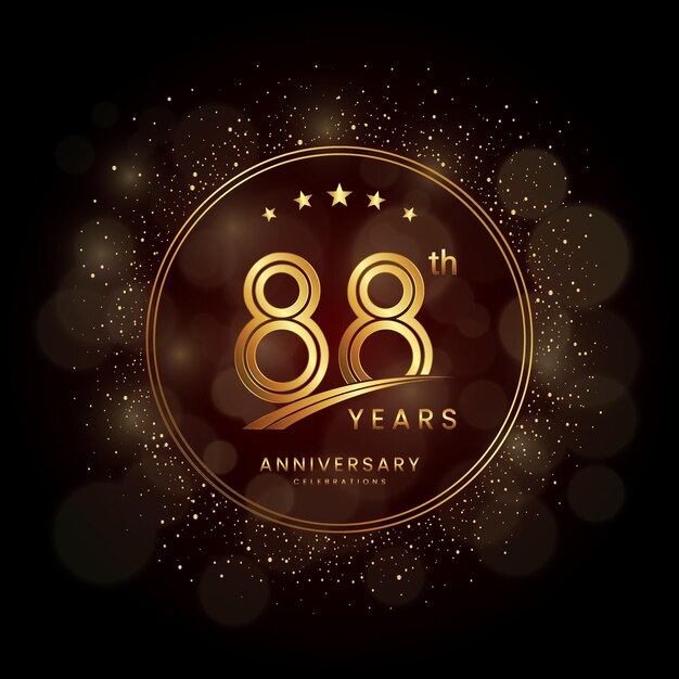 logo del 88 aniversario con purpurina dorada