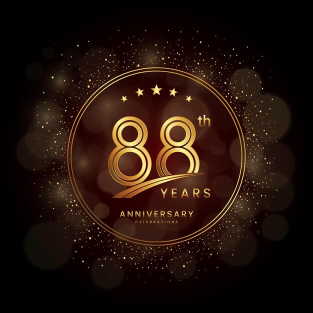 Vector logo del 88 aniversario con purpurina dorada