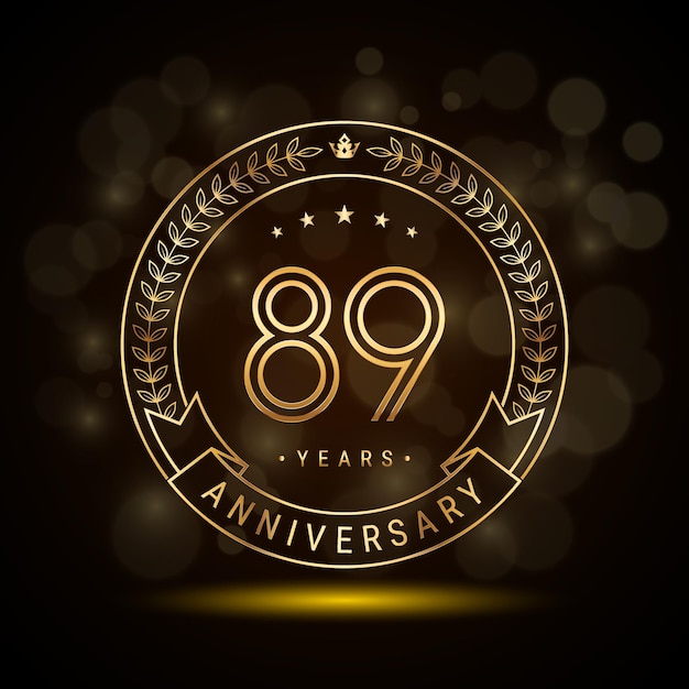 Logo del 89 aniversario con corona de laurel dorada y números de doble línea