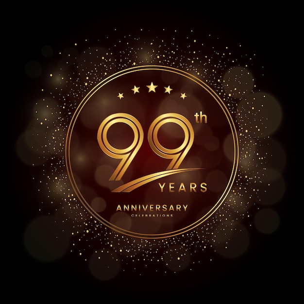 logo del 99 aniversario con purpurina dorada