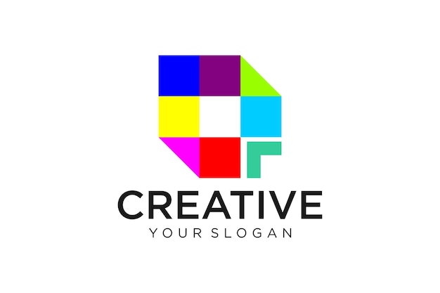 Logo abstracto cuadrados multicolores para el diseño de la empresa