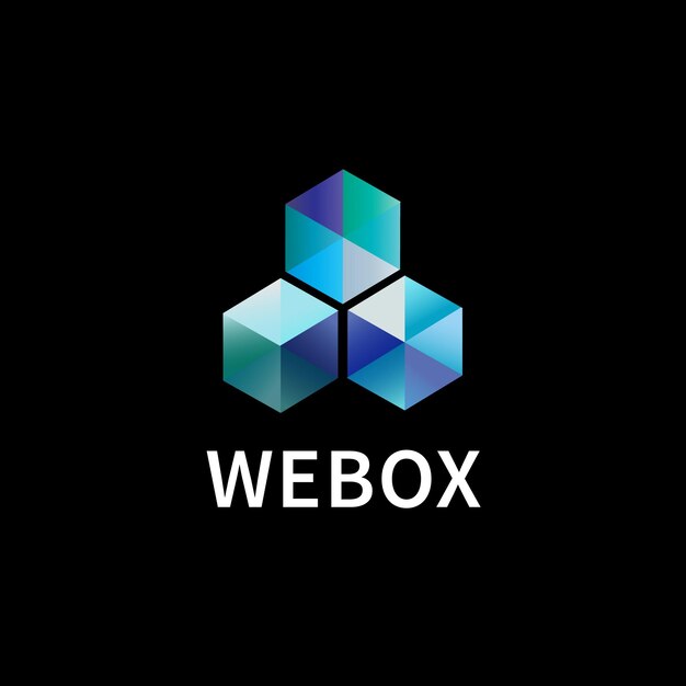Un logo abstracto negro y azul con la palabra webox en él