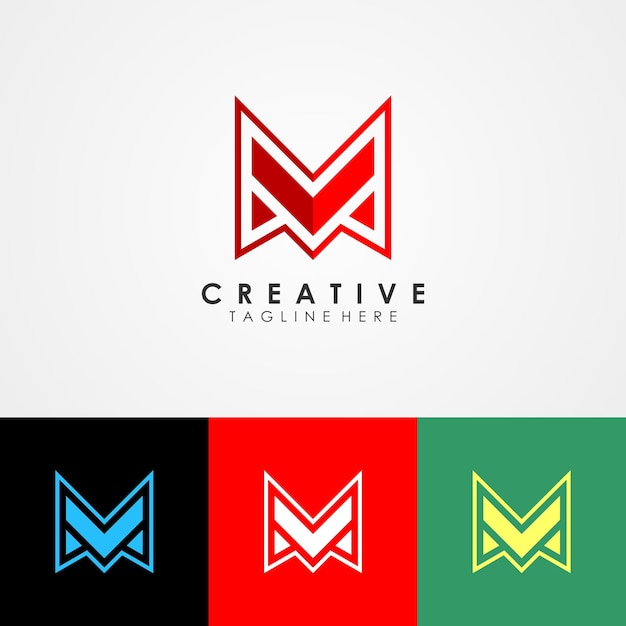 Logo abstracto en rojo, hecho con la letra M