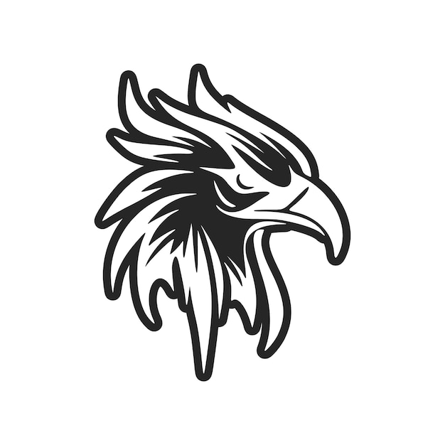 Un logo de un águila con colores blanco y negro.